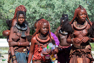 Image showing Himba woman with in the village, namibia Africa