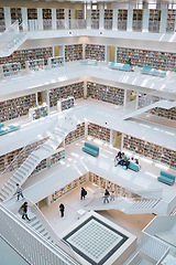 Image showing Library, university and education building with books for college students ready for learning. Architecture, study research and school book on campus for knowledge and studying with textbooks