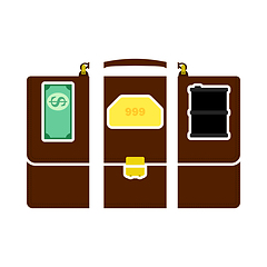 Image showing Oil, Dollar And Gold Dividing Briefcase Concept Icon