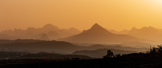 Image showing Sunrise landscape Axum Simien Ethiopia