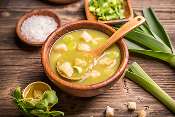 Image showing Leek soup in a bowl