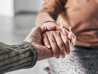 Image showing Mental health, holding hands and support with counseling or prayer, therapy group and worship with people in crisis. Psychology, empathy and praying together, respect and community with trauma