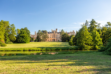 Image showing Lednice Chateau with beautiful gardens and parks on sunny summer day