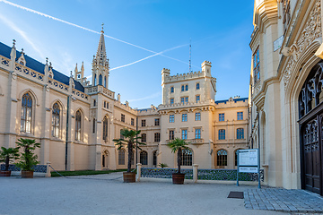 Image showing Lednice Chateau with beautiful gardens and parks on sunny summer day