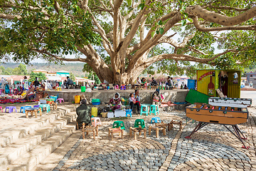 Image showing tigray people resting in center of of Aksum, Ethiopia Africa