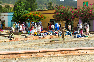 Image showing tigray people in center of of Aksum, Ethiopia Africa