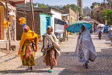 Image showing Women return from the morning Mass, Aksum Ethiopia, Africa