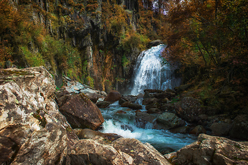 Image showing Korbu Waterfall at Lake Teletskoye