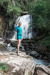 Image showing Woman at Korbu Waterfall
