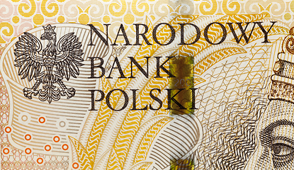 Image showing new bill worth two hundred Polish zlotys, close-up of cash Polish money