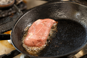 Image showing Goose breast frying