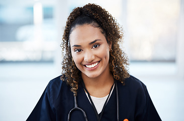 Image showing Doctor, portrait or woman in hospital, clinic or wellness center for medical help, trust or Brazil medicine treatment. Smile, happy face or healthcare worker and vision, ideas or nurse life insurance