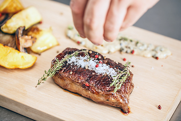 Image showing Grilled juicy beefsteak