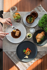 Image showing Top view of business lunch