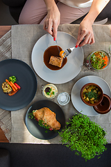 Image showing Top view of business lunch