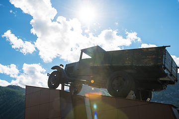 Image showing monument to Kolka Snegirev, dedicated to all drivers of the Chui tract road