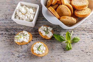 Image showing Bruschetta sandwich with cottage cheese