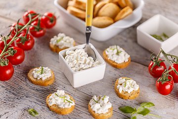 Image showing Bruschetta with cottage cheese