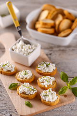 Image showing Bruschetta sandwiches with cottage cheese