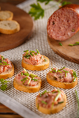 Image showing Pate with fresh baguette