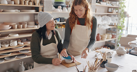 Image showing Mental health art, creative hand craft training and development or women upliftment activity. Skills empowerment, ceramic creativity and designer class or workshop in artistic studio