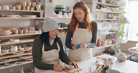 Image showing Mental health art, creative hand craft training and development or women upliftment activity. Skills empowerment, ceramic creativity and designer class or workshop in artistic studio