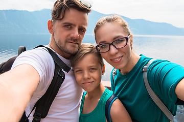 Image showing Selfie of family on the Teletskoye lake