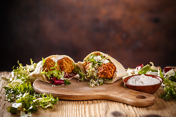 Image showing Pita bread filled with falafel