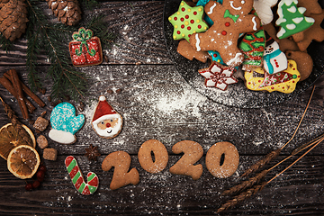 Image showing Different ginger cookies 2020 year