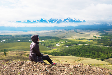 Image showing Woman in the mountain