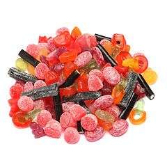 Image showing Photo of colored candies over white background