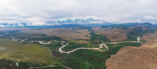 Image showing Panorama of Kurai steppe and Chuya river