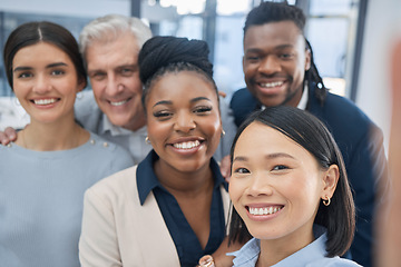 Image showing Portrait, diversity and business people with partnership, collaboration and teamwork for advertising campaign. Face, employees or multiracial in workplace, coworkers with joy or new project in office