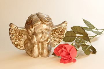 Image showing Angel with rose