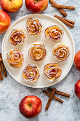 Image showing Plate with apple rose tarts