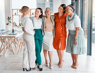 Image showing Women in business, community and diversity in team, collaboration and corporate group with success and vision. Happy, working together and professional, motivation with trust, support and solidarity