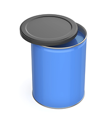 Image showing Metal can with blue paint