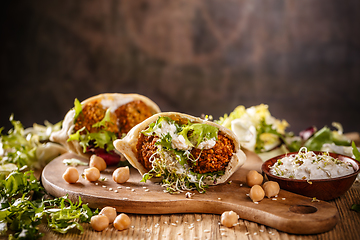 Image showing Falafel and fresh lettuce