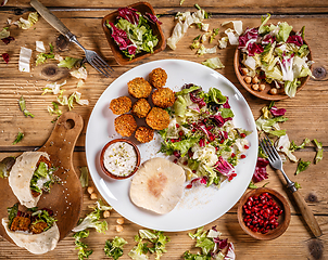 Image showing Plate of traditional falafel patties