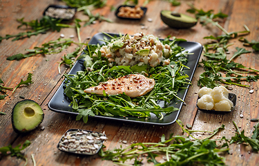 Image showing Cauliflower salad with roasted chicken breast