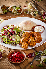 Image showing Falafel balls with salad