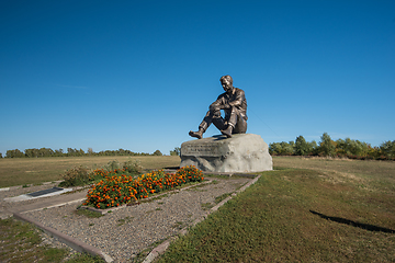 Image showing Vasily Shukshin monument in Srostki village. Altaiskiy Krai. Western Siberia. Russia