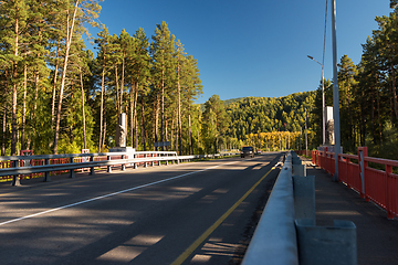 Image showing Bridge over a mountain river Katun