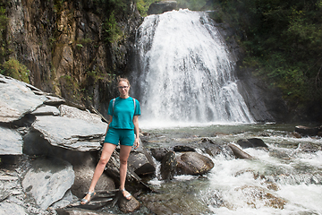 Image showing Woman at Korbu Waterfall