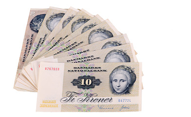 Image showing Cash money, ten kroner bills from Denmark