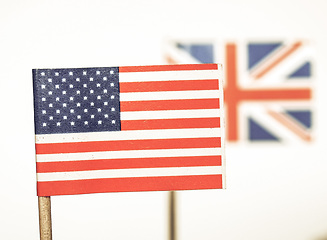 Image showing Vintage looking British and American flags