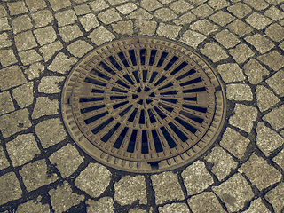 Image showing Vintage looking Manhole detail