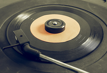 Image showing Vintage looking Vinyl record on turntable