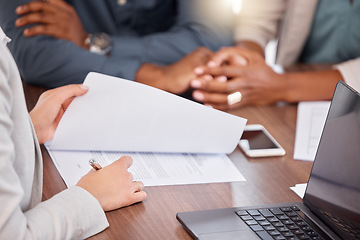 Image showing Black couple holding hands, financial advisor and investment planning with bank documents and contract. Accounting, savings and budget consulting with banking management woman with finance agreement