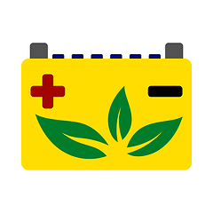 Image showing Car Battery With Leaf Icon